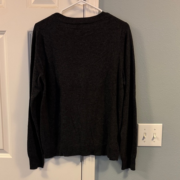 J. Crew Dark Gray Sweater French Bull Dog Motif - Picture 4 of 4